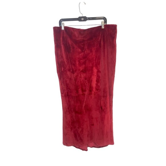 Ben Kahn Vintage Red Fur Maxi Skirt XL Size 16 18 - Picture 2 of 4